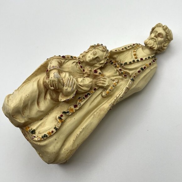Vintage Holy Family Figurine Nativity Scene Catholic Christian Mary Jesus Creme - Picture 8 of 11